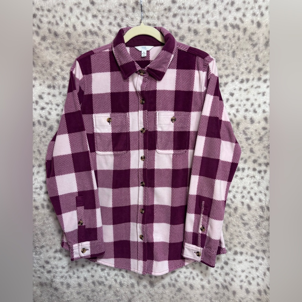 TIME AND TRU PLAID FLEECE BUTTON UP